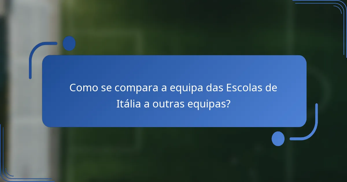 Como se compara a equipa das Escolas de Itália a outras equipas?