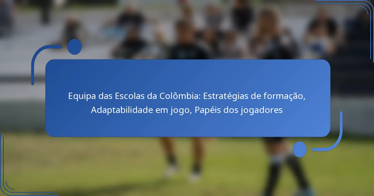 Equipa das Escolas da Colômbia: Estratégias de formação, Adaptabilidade em jogo, Papéis dos jogadores