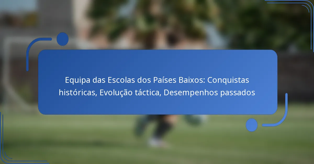 Equipa das Escolas dos Países Baixos: Conquistas históricas, Evolução táctica, Desempenhos passados